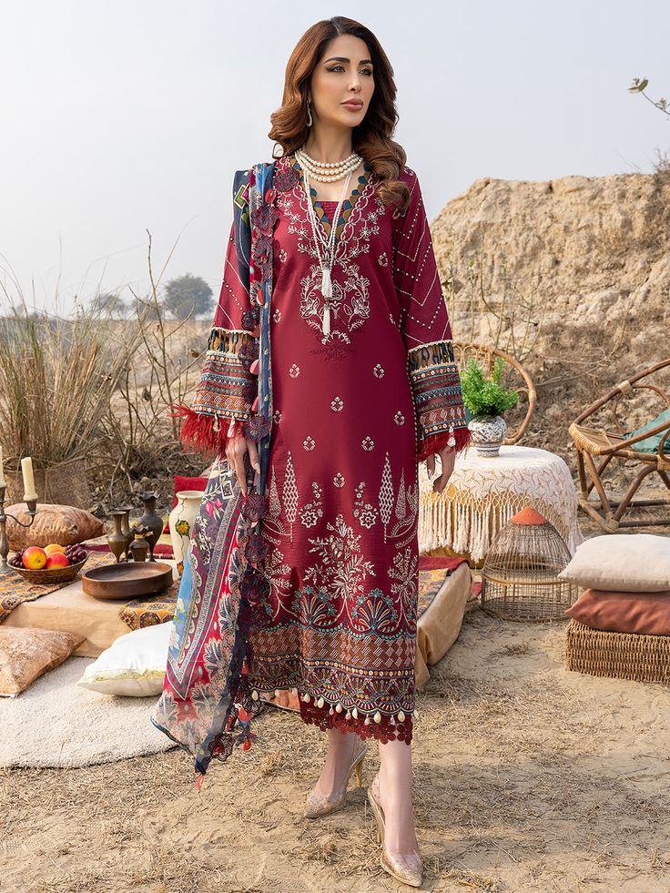 3pc dhanak izel maroon