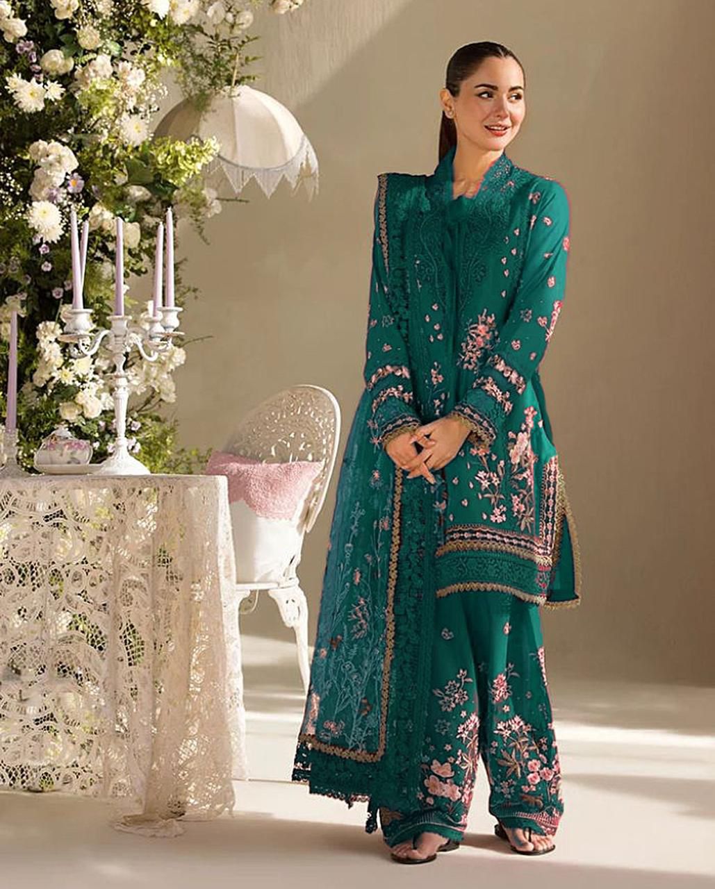 3pc dhanak sobia nazir sea green