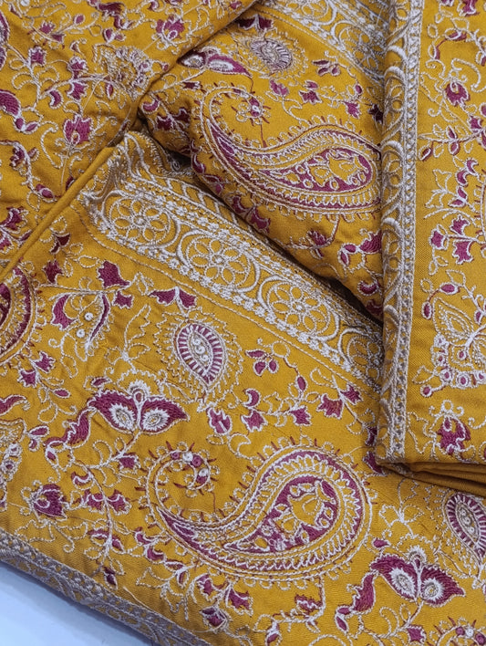 2pc Winter dhanak yellow boarder