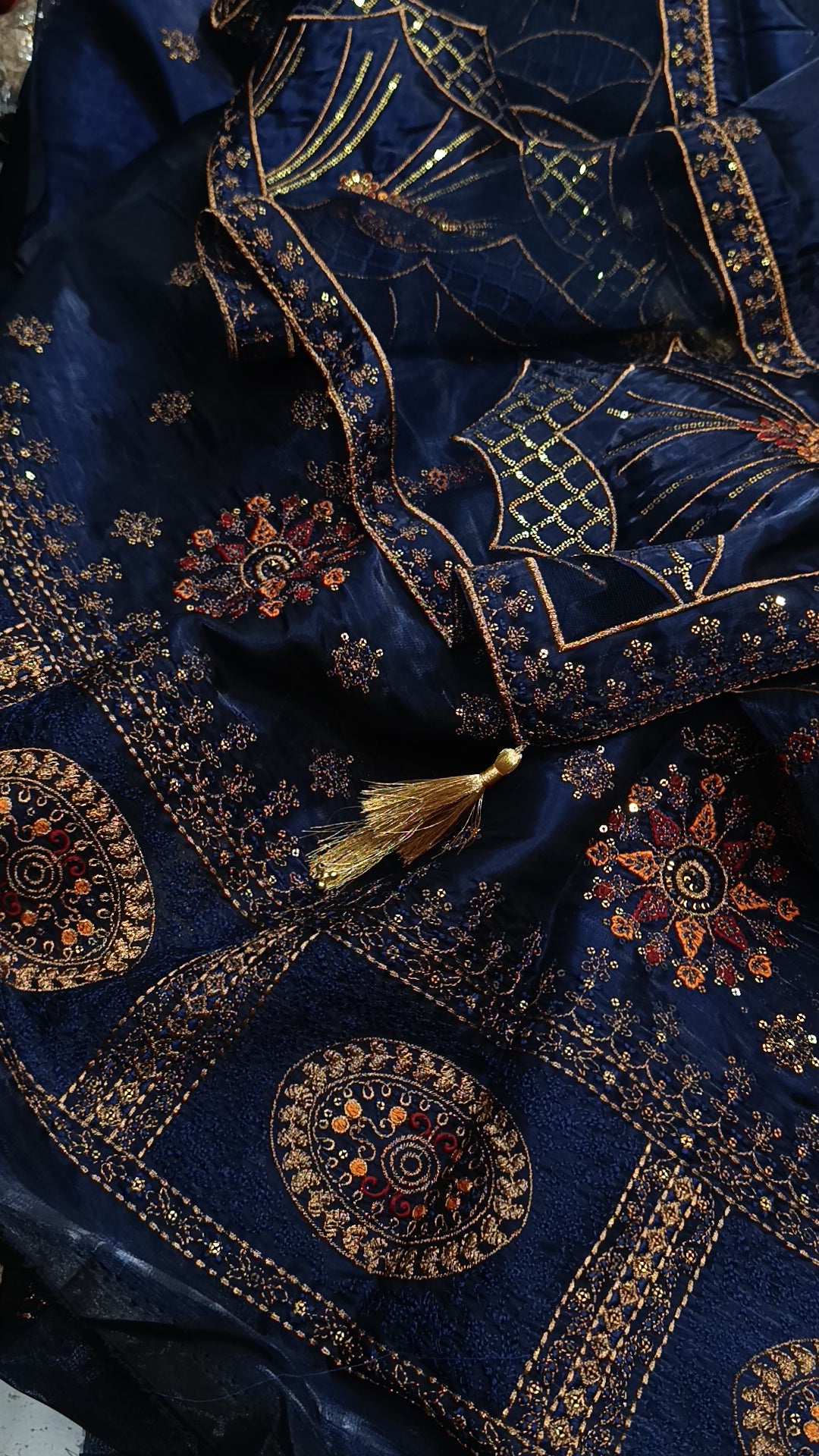 Maria b Sheesha silk Navy blue