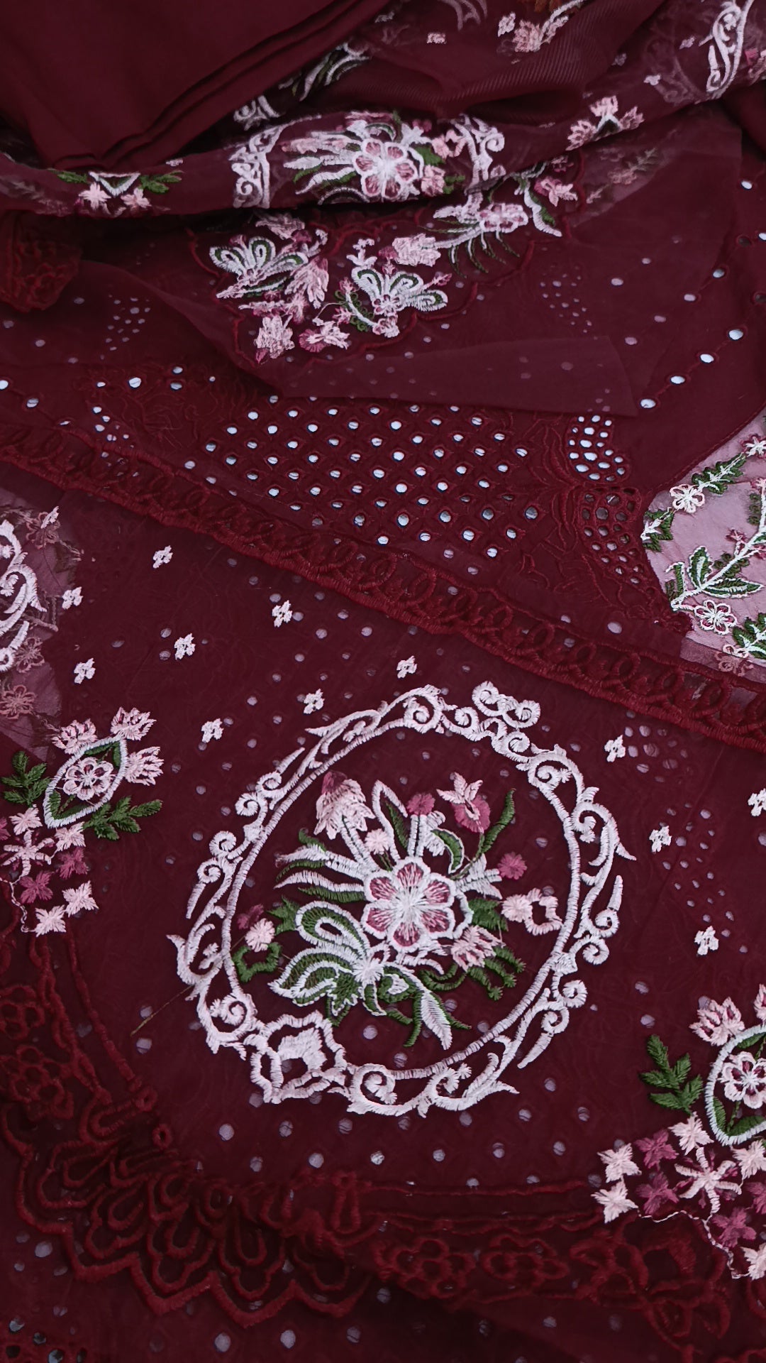 3pc mahnur new maroon lawn
