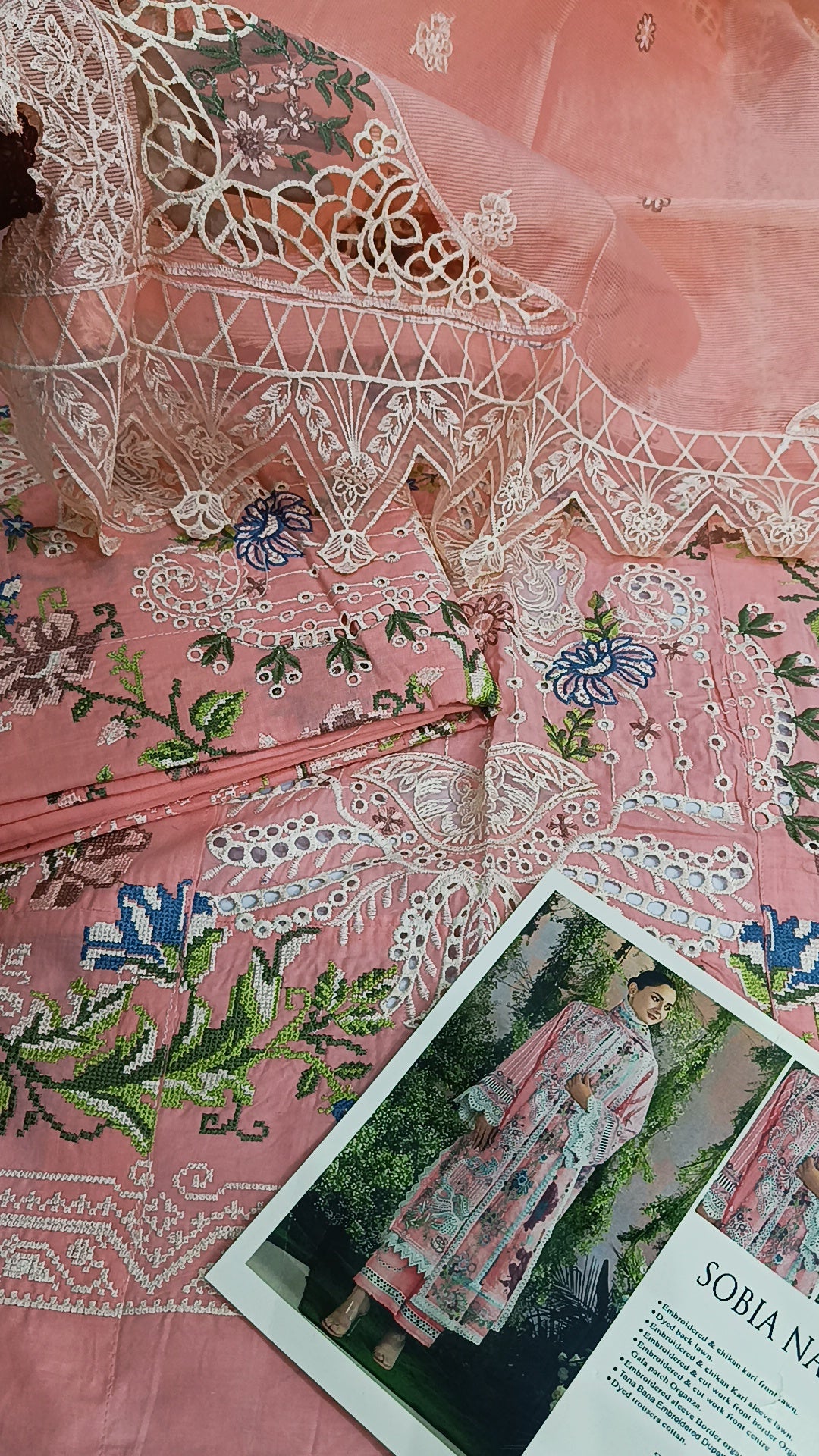 3pc Sobia Nazir powder pink lawn