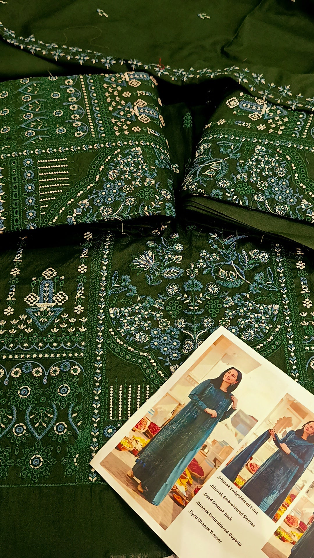 3pc Dhanak Flurent green