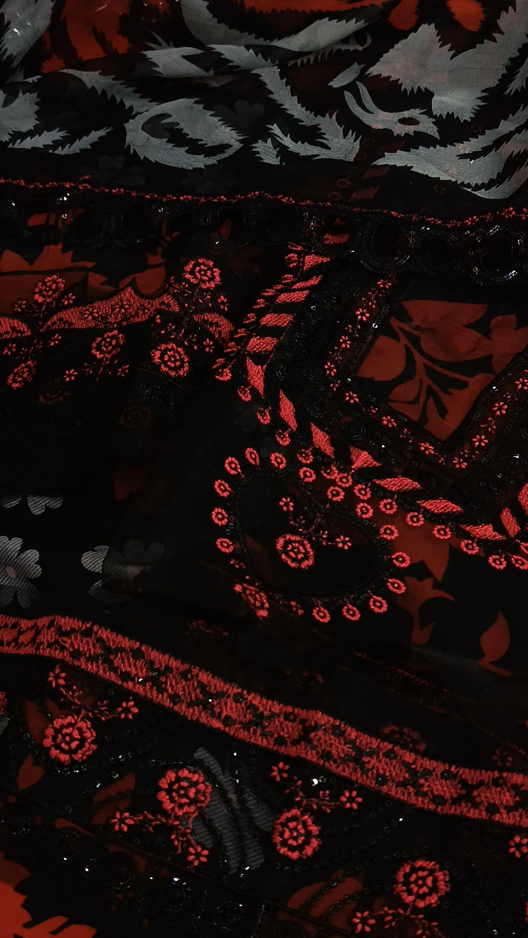 3pc Roshan lawn black red