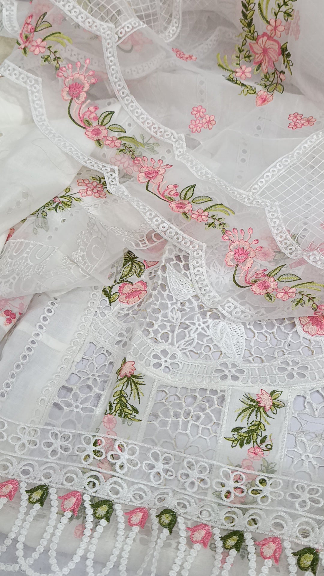 2pc Qalamkar white lawn