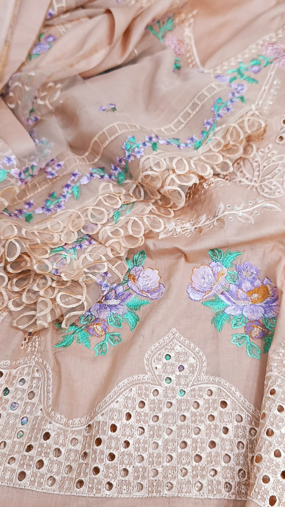 3pc sumera peach lawn