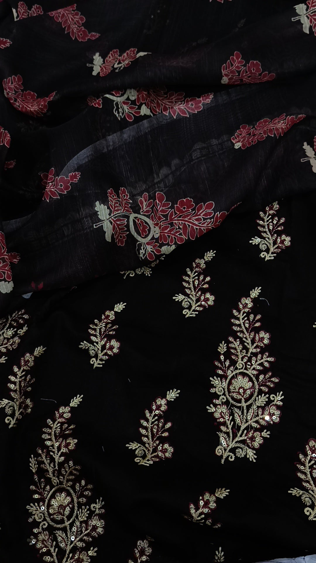 3pc Kum kum black cotton lawn