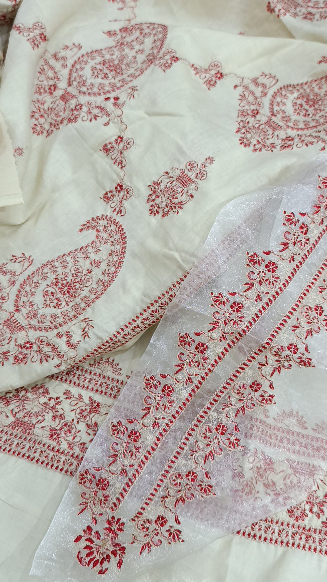 3pc paan jaal off-white maroon