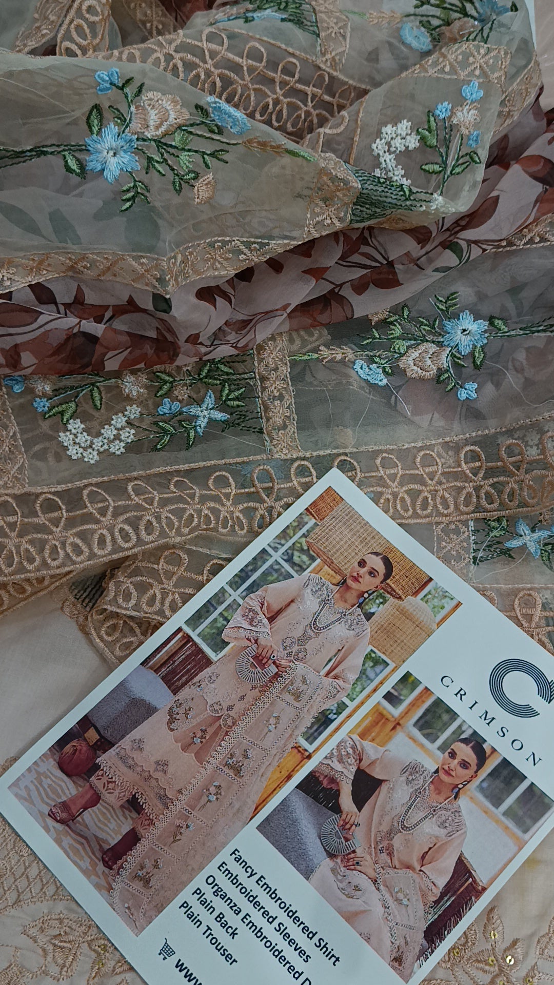 3pc crimson chori Patti lawn peach