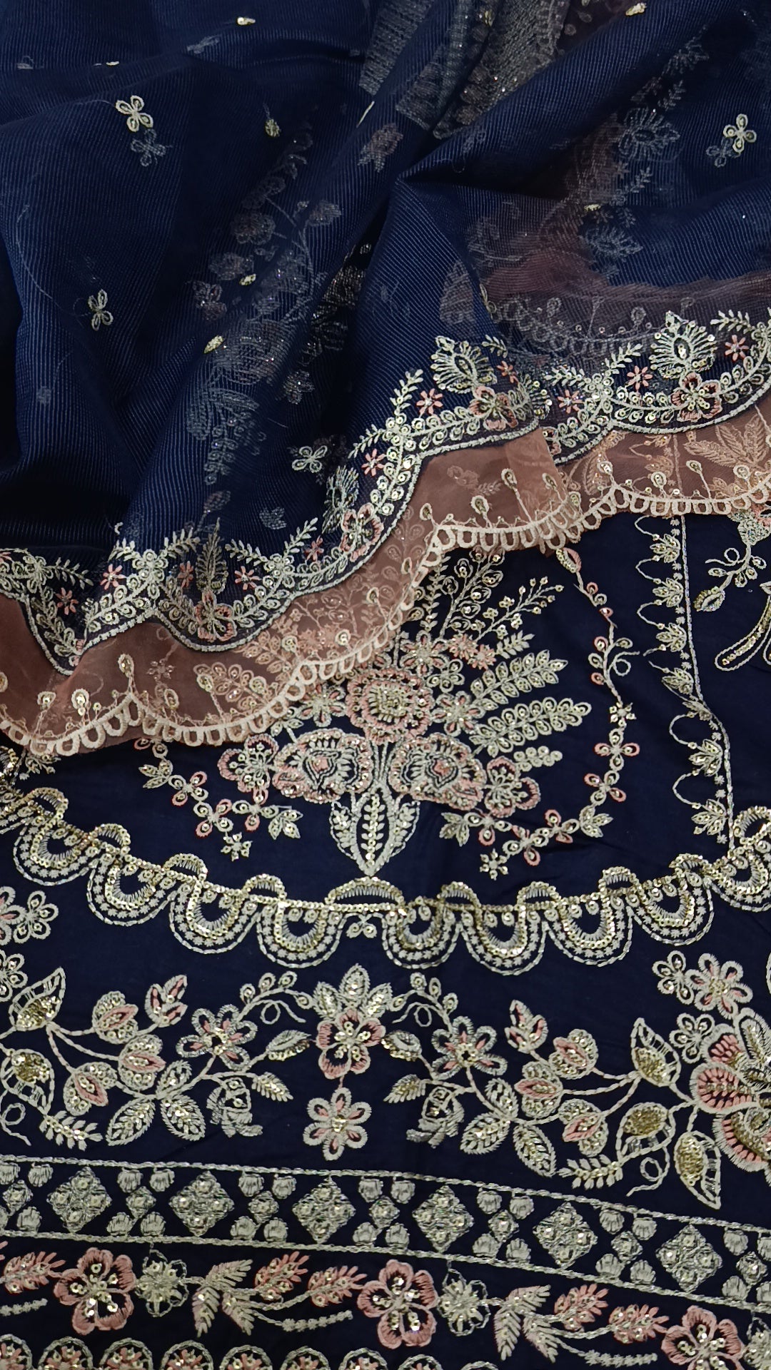 3pc peach Patti blue lawn
