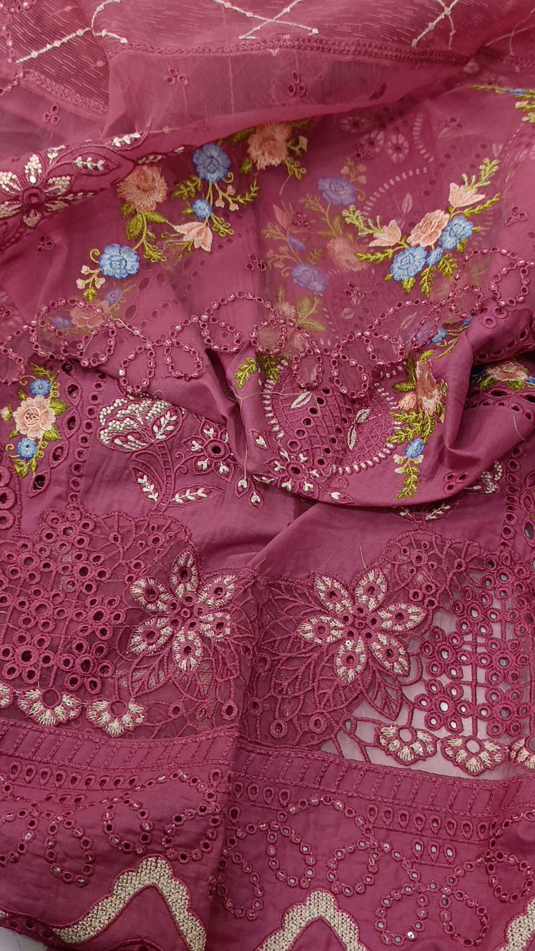 3pc khaka tea pink lawn