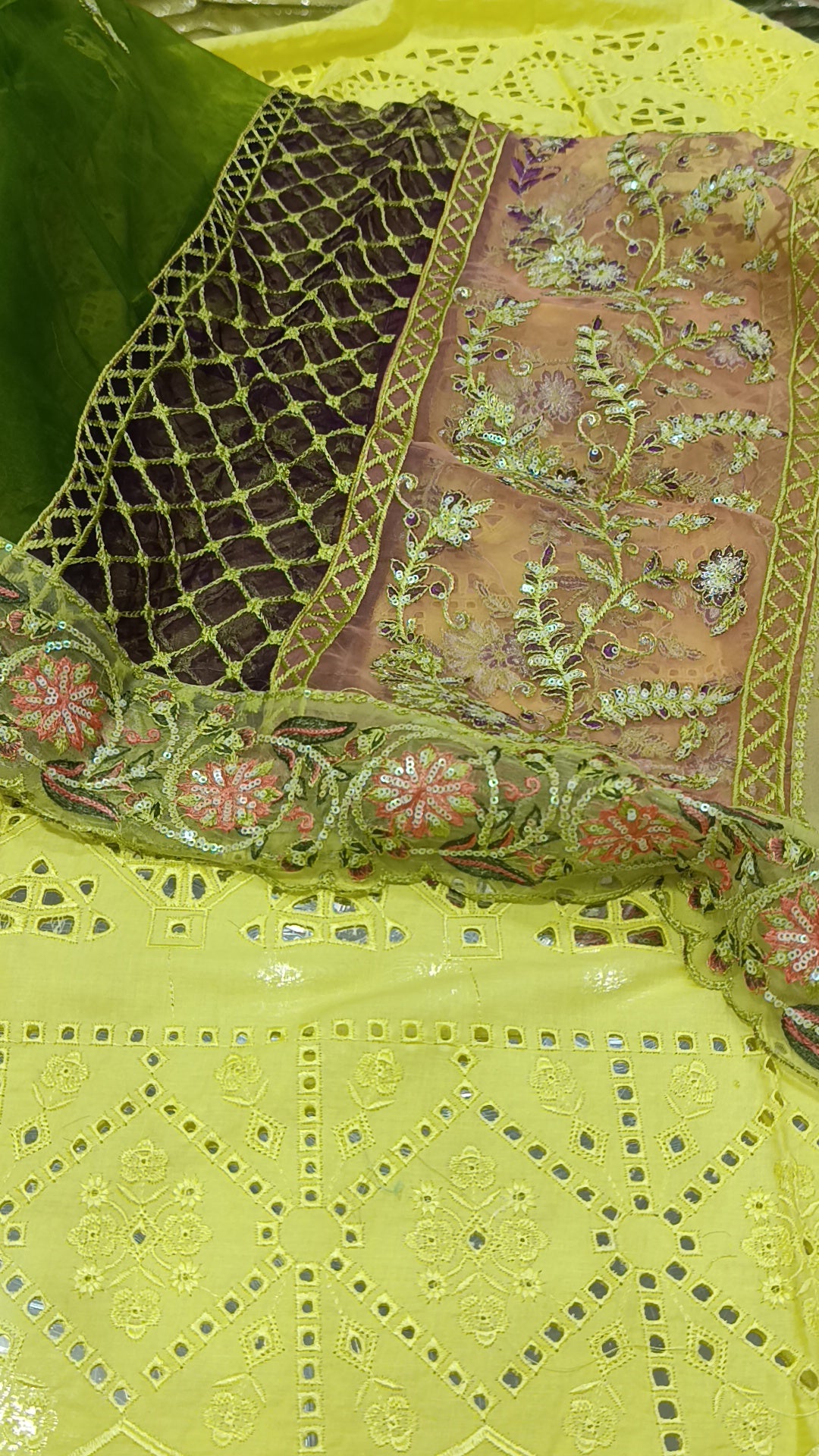 3pc Mariam and maria yellow lawn
