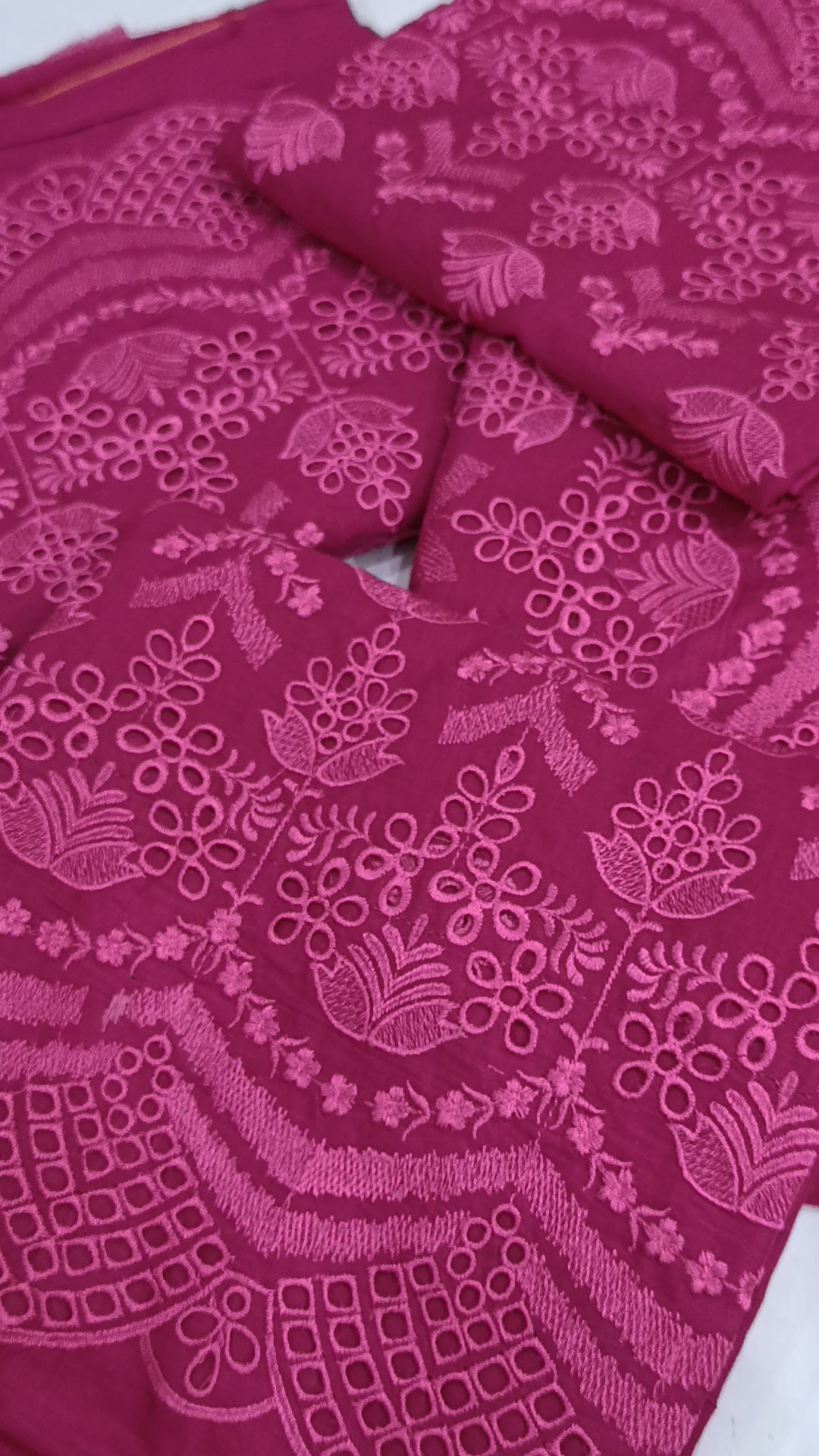 2pc annar chicken Kar lawn shocking pink
