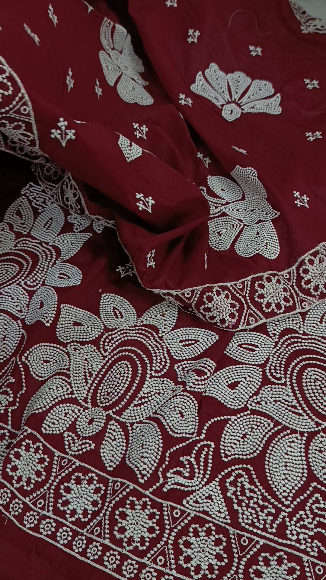 3pc sitara maroon lawn
