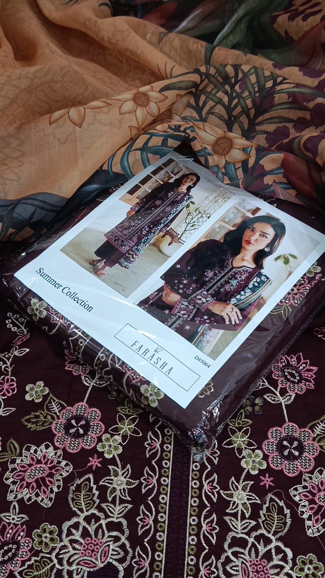 3pc Intezar maroon lawn