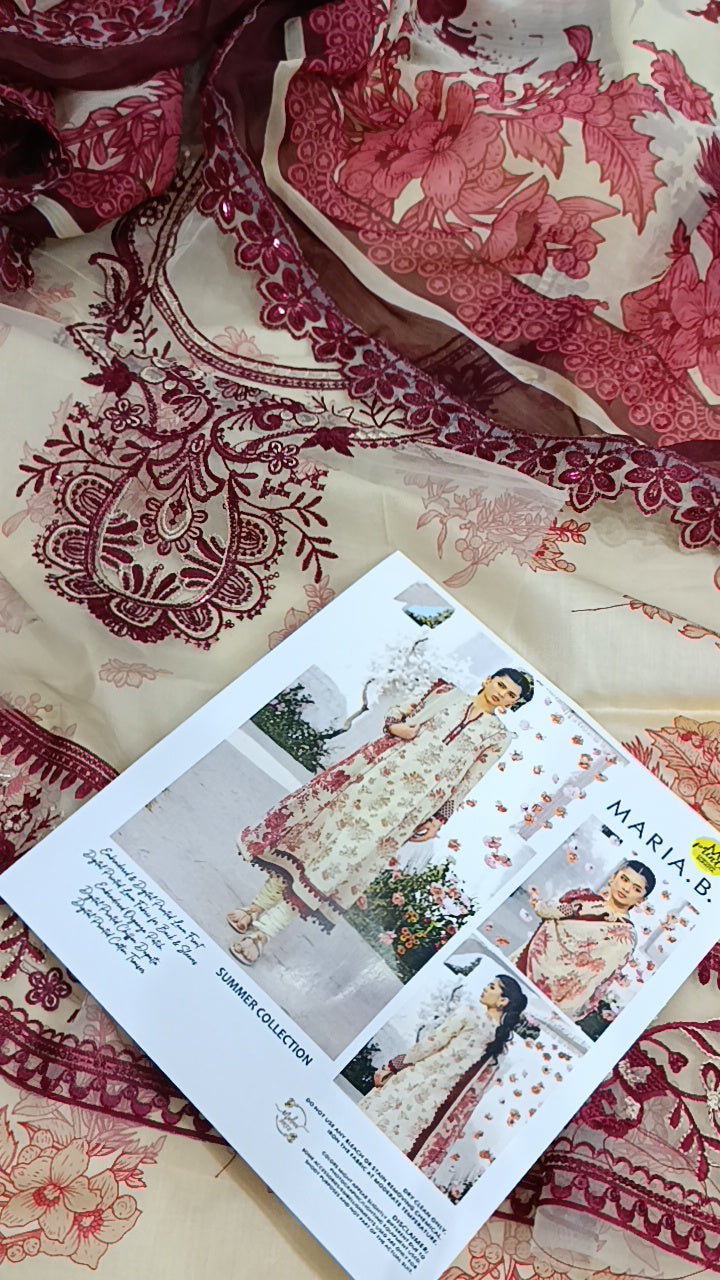 3pc henna lawn skin maroon