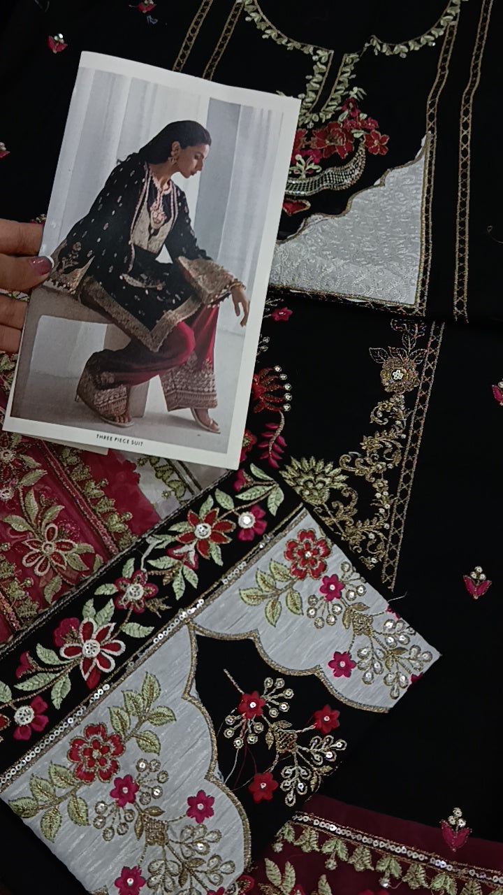 3pc ethnic chakoor gala lawn black