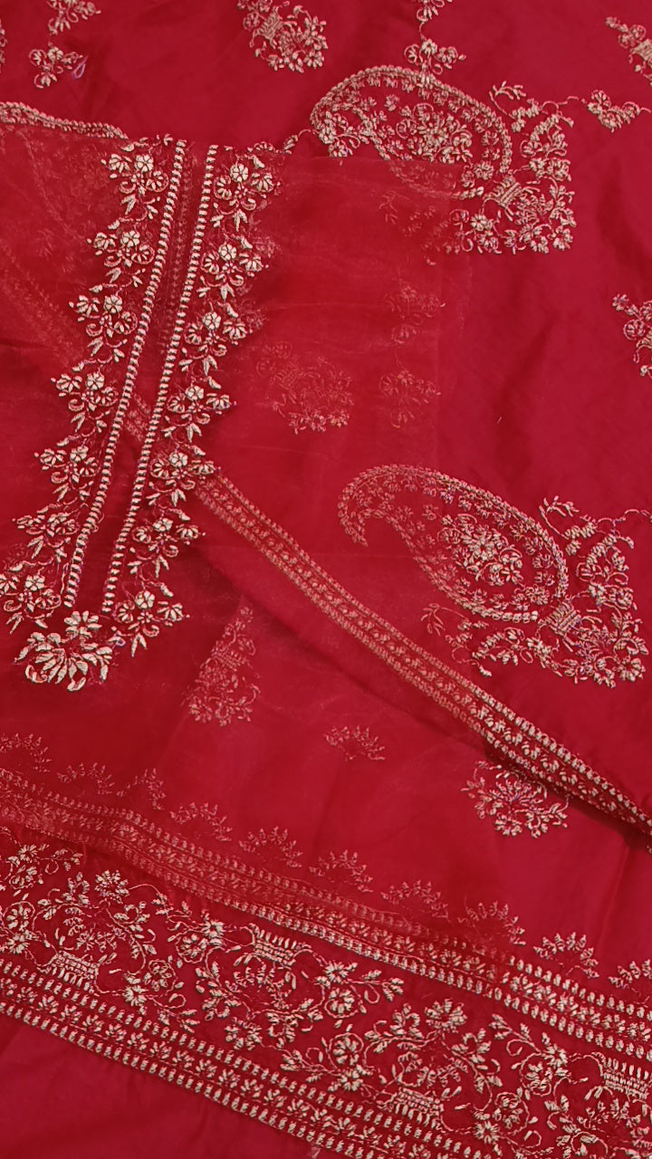 3pc paan jaal red lawn