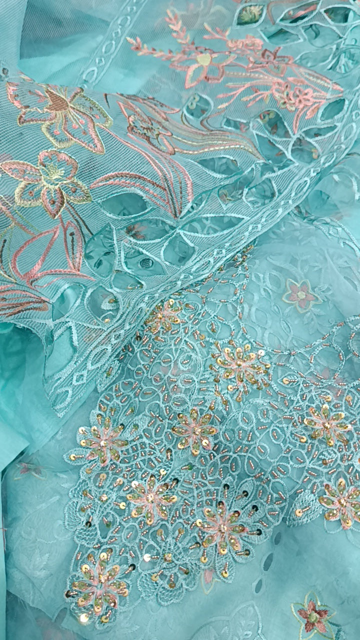 3pc aqua blue eman lawn