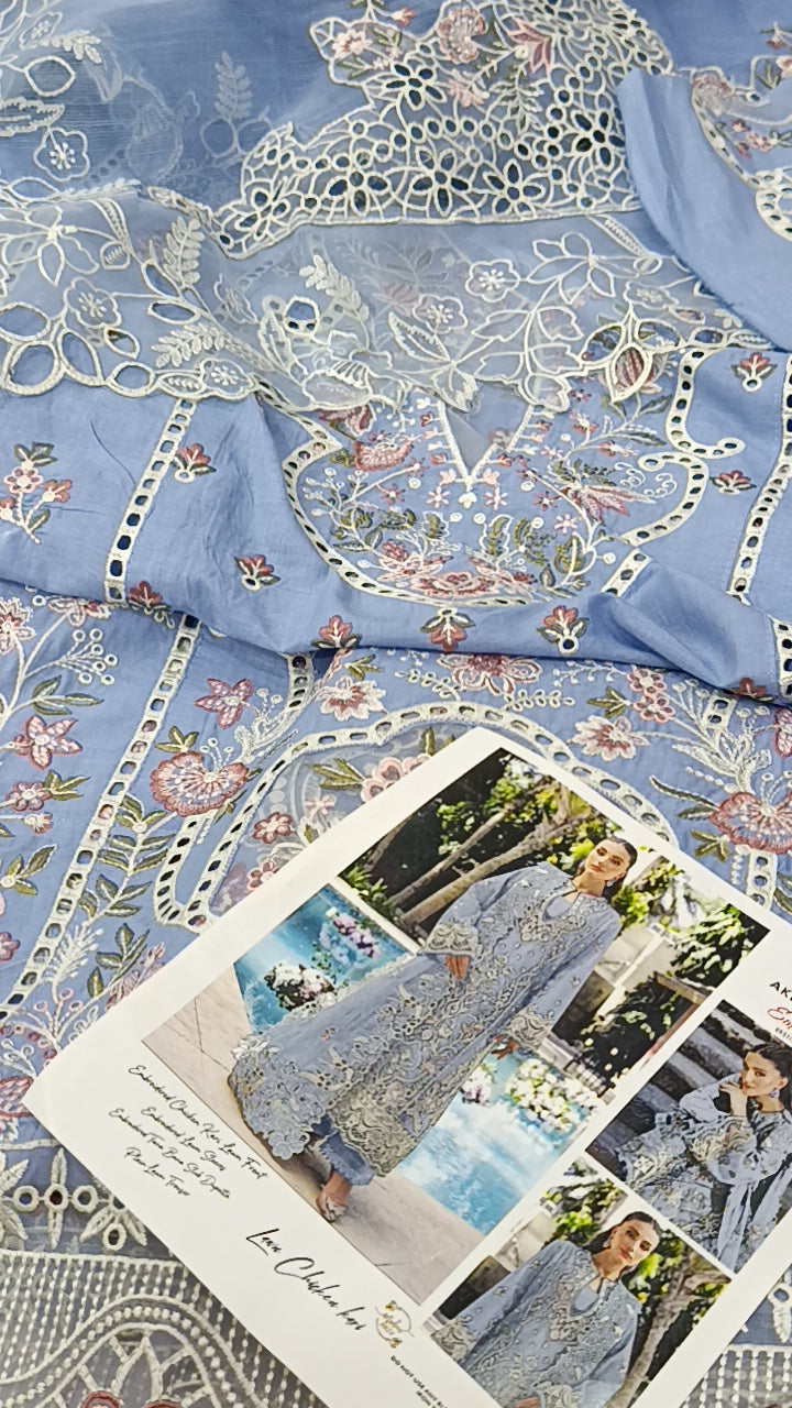 3pc Tanishq sky blue lawn