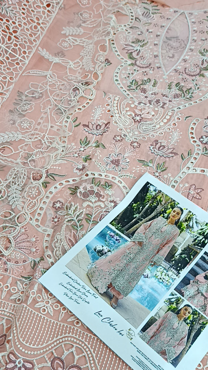 3pc Tanishq peach lawn