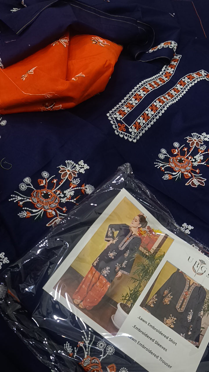 2pc organge trouser lawn