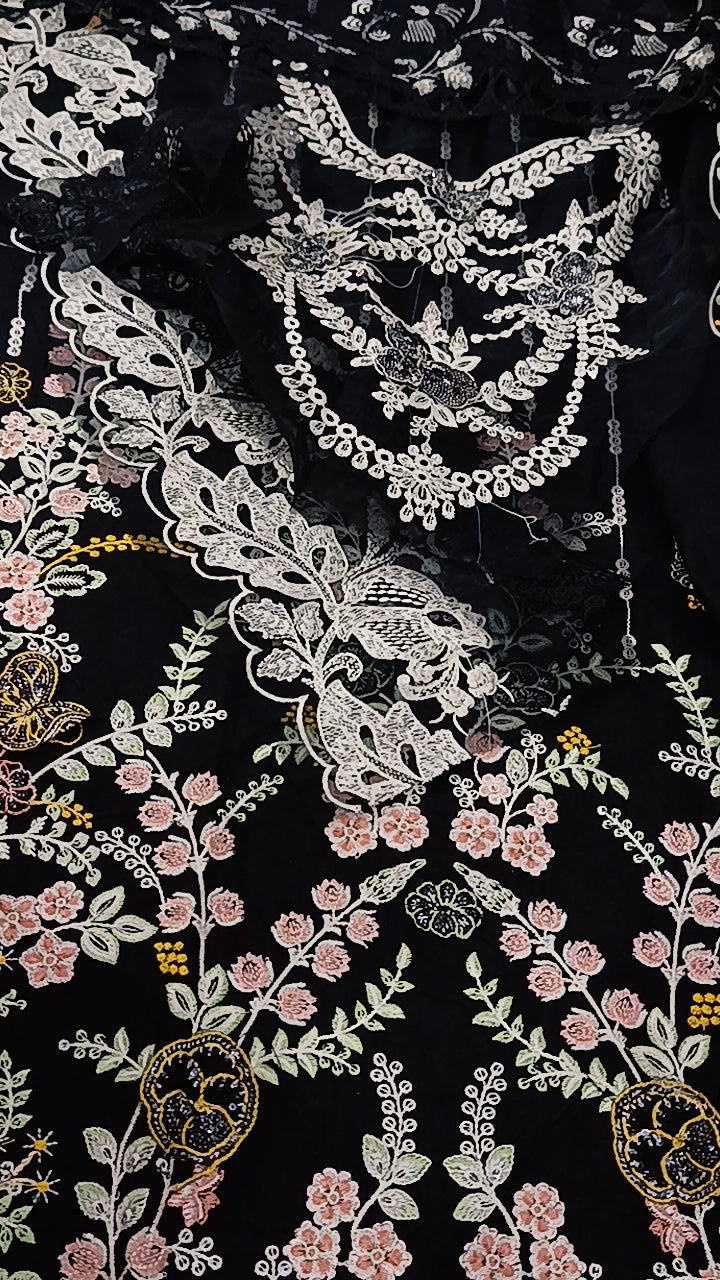3pc Maria b Black Marshmallow lawn
