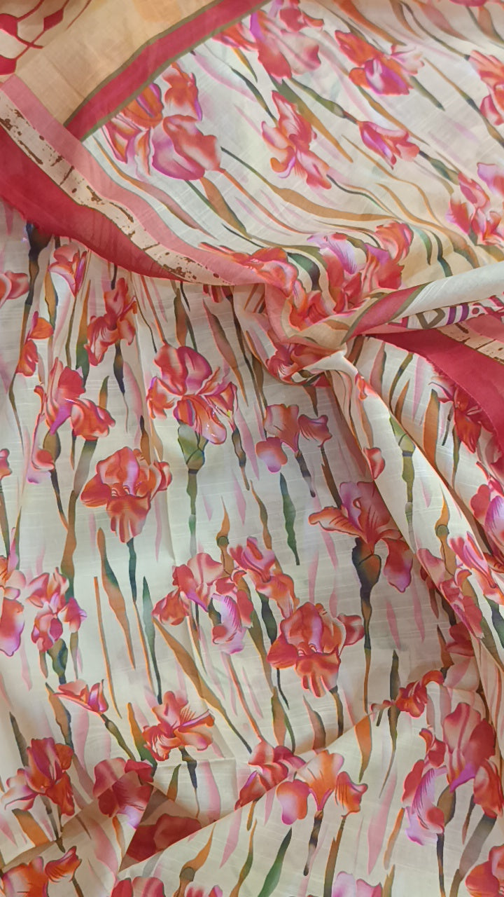 3pc Alkaram peach flower lawn