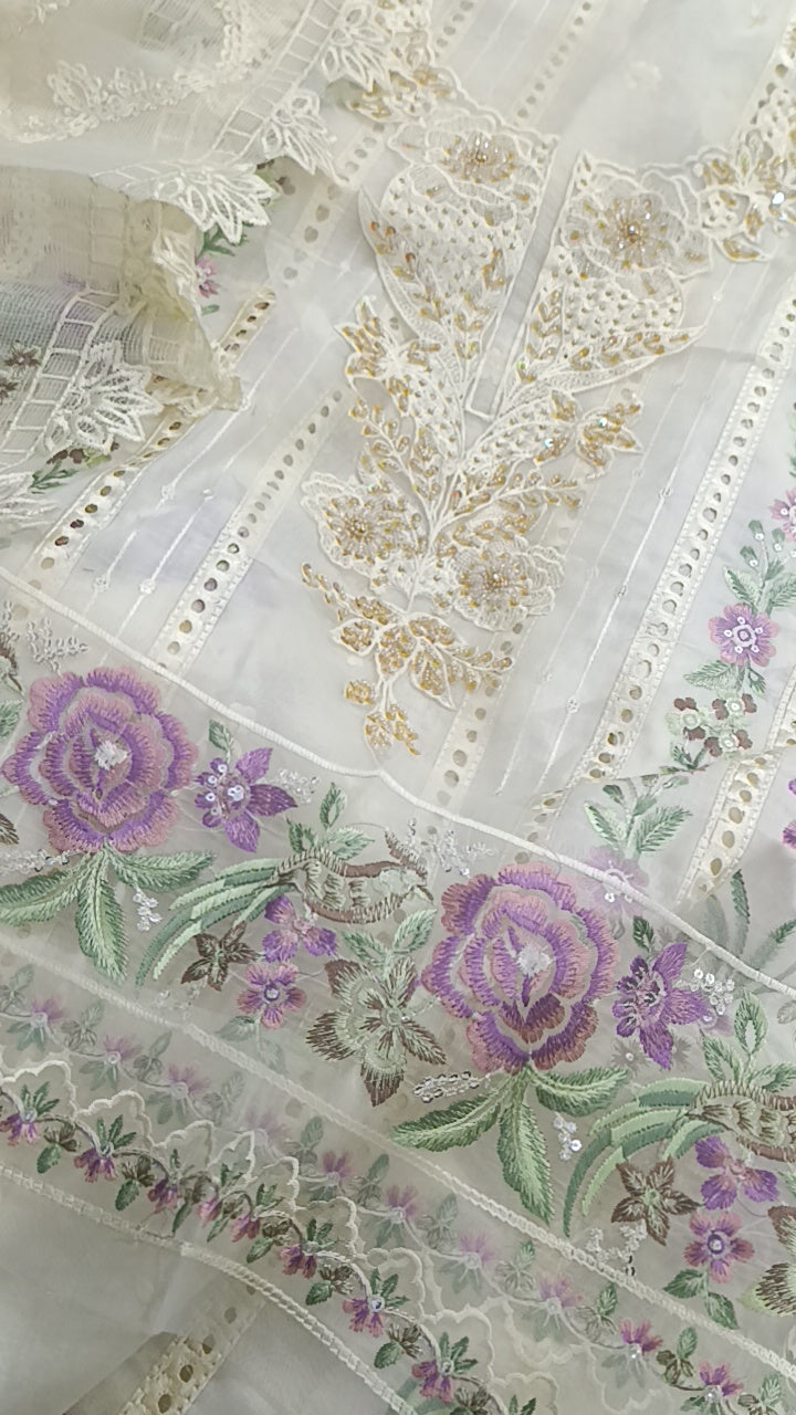 3pc Waliya lawn off white