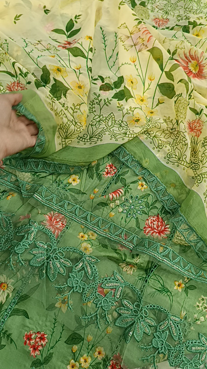 3pc Green chicken kari maria b lawn