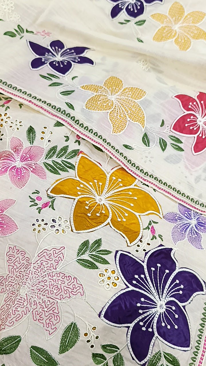 3pc Aneelas shadow skin appliqué lawn