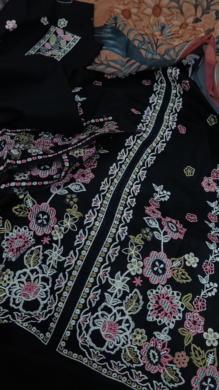 3pc Intezar black lawn
