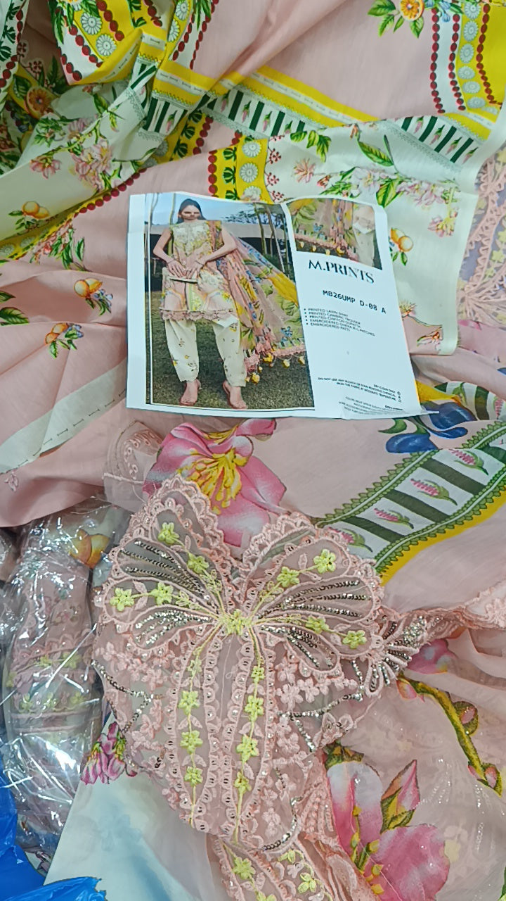 3pc bow pink lawn