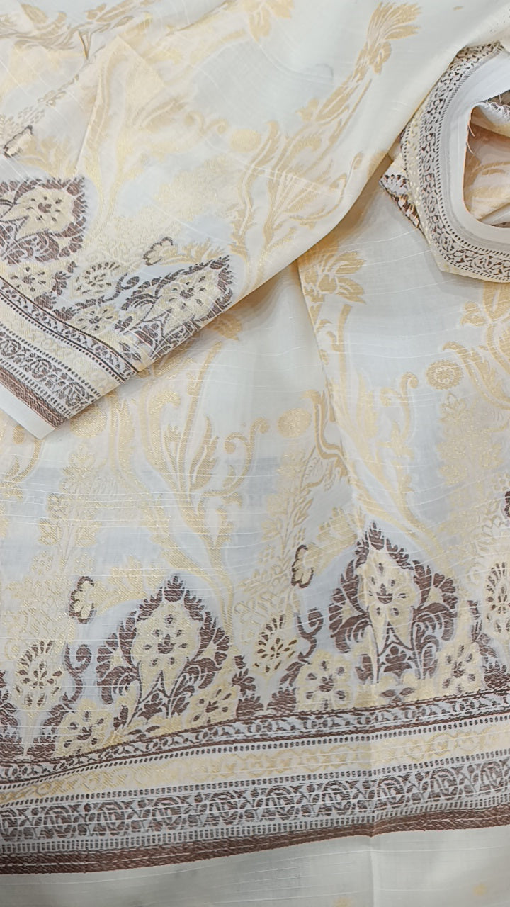3pc jacquard careemy brown lawn