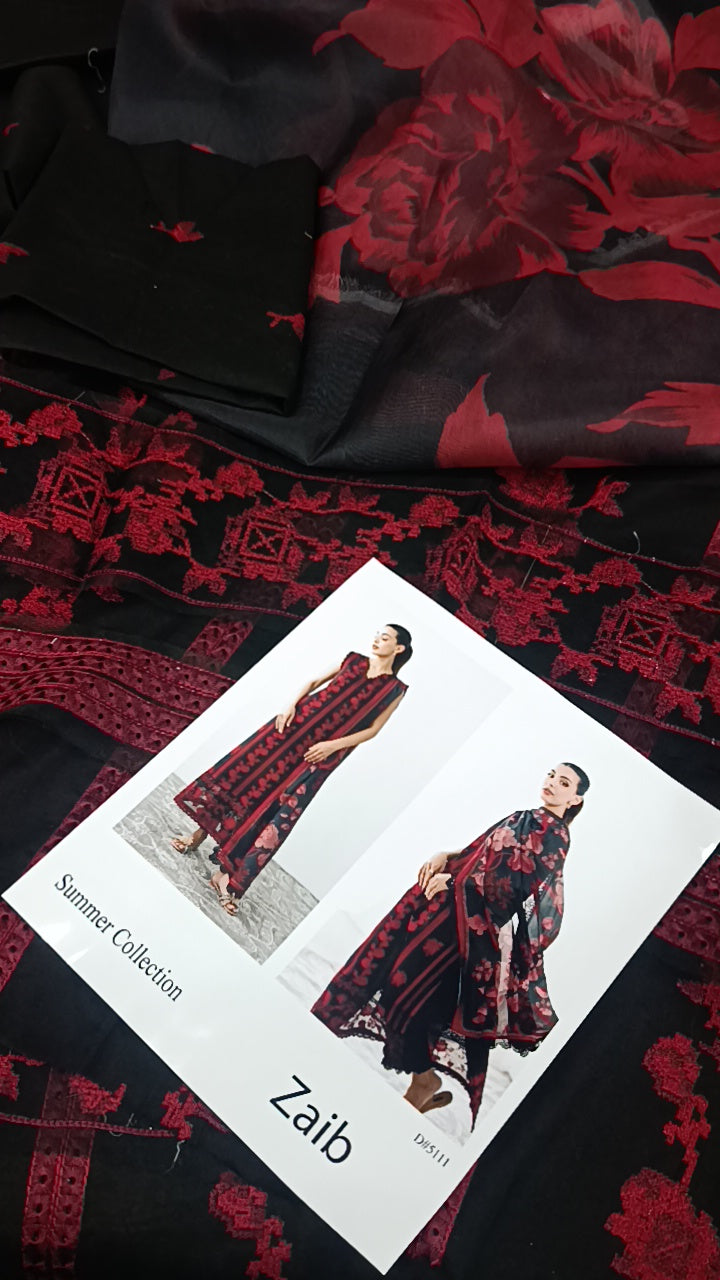 3pc zaib electric red lawn