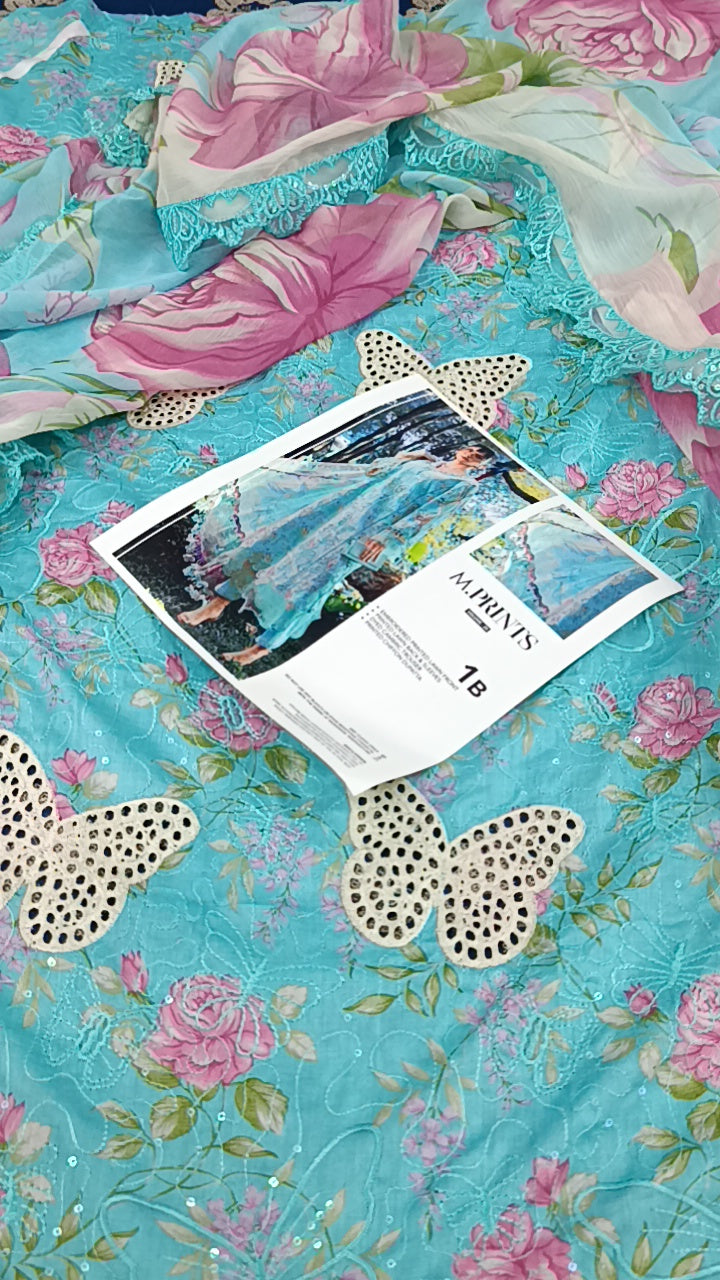 3pc butterfly sky blue lawn