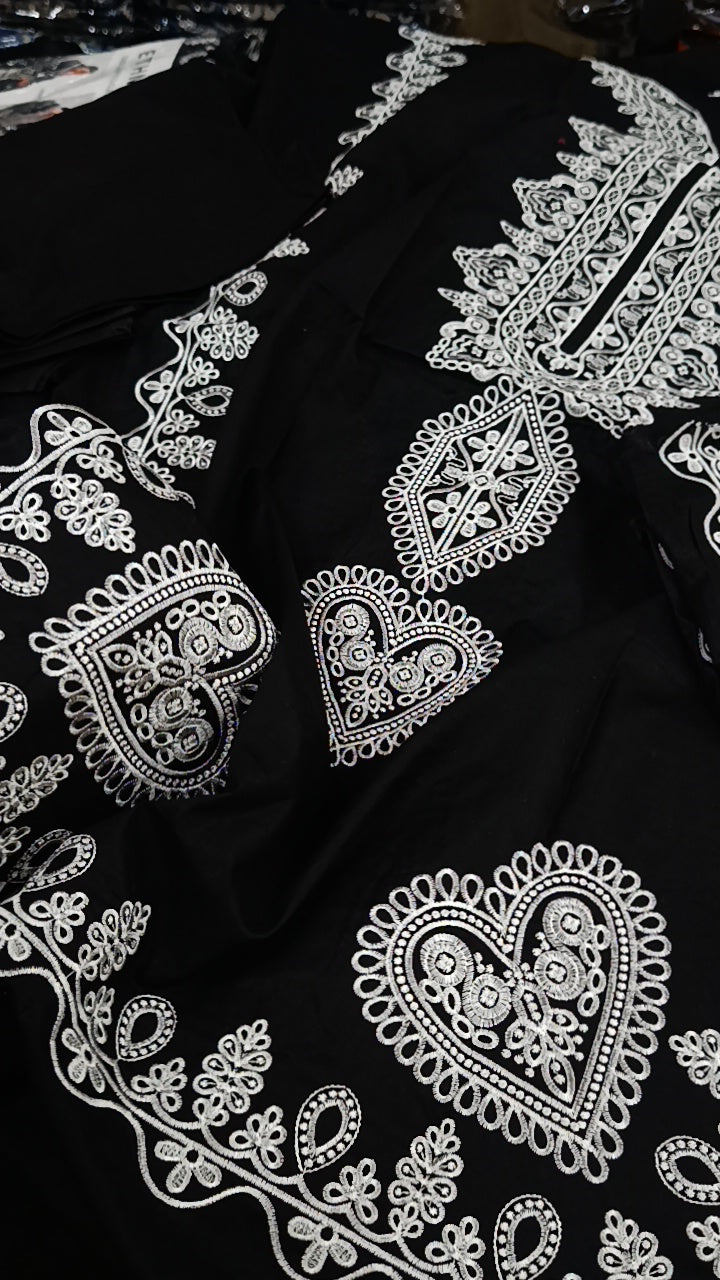 2pc Ethnic Dil black white lawn
