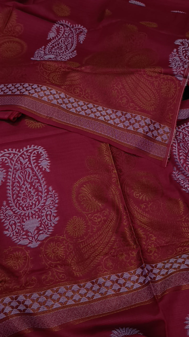 3pc jacquard dark tea pink lawn