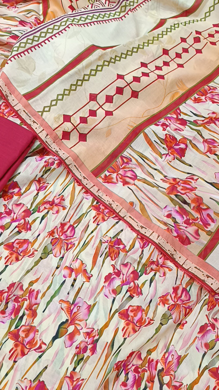 3pc Alkaram multi line lawn
