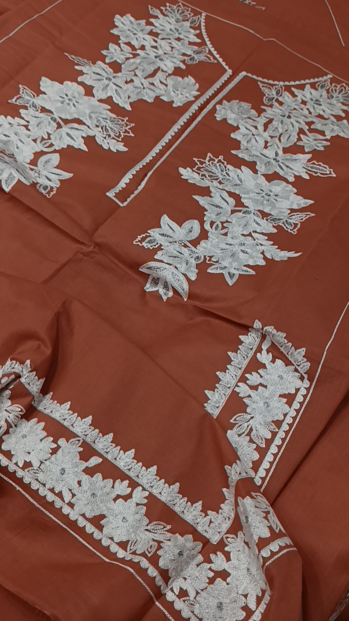 2pc reemah dark peach lawn