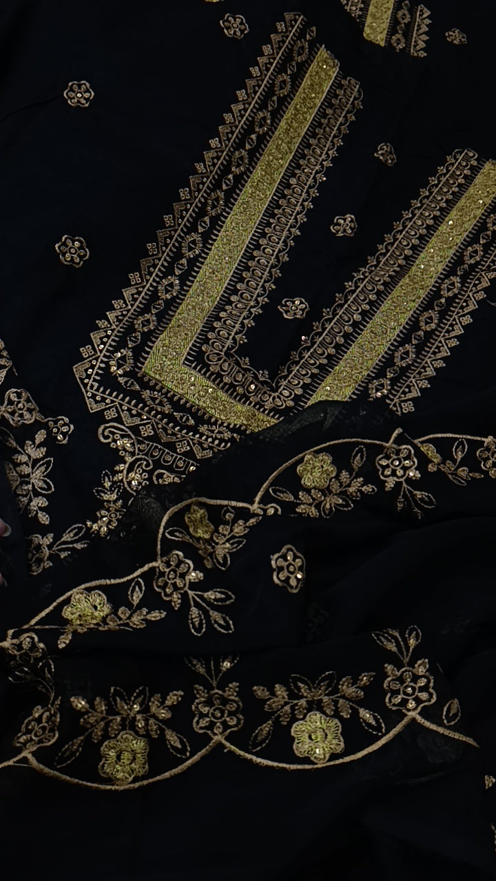 3pc statement neck yellow lawn