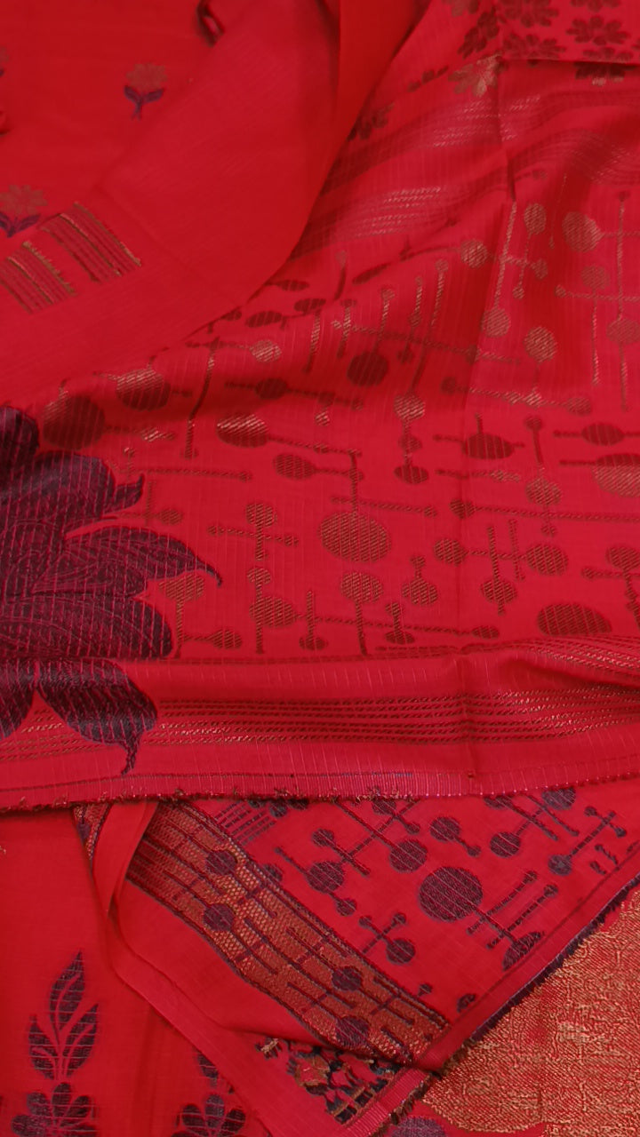 3pc red jacquard lawn