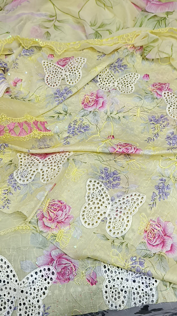 3pc butterfly yellow lawn