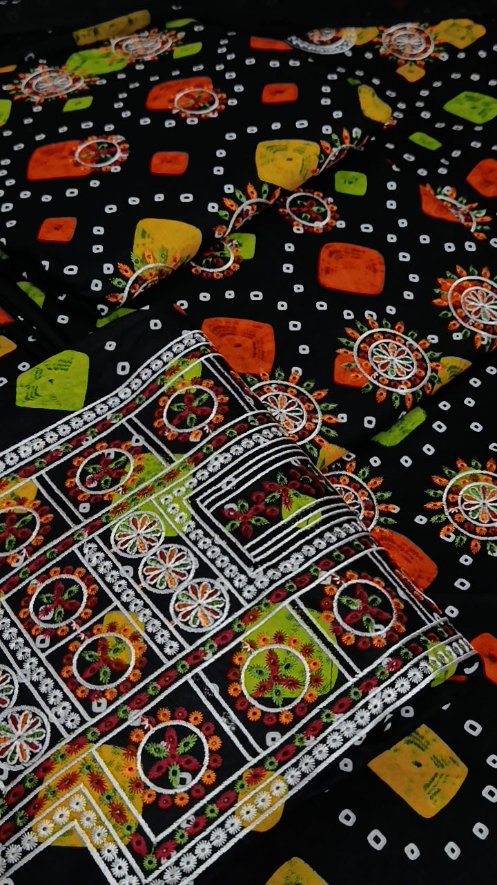 3pc chunri COp black COp lawn