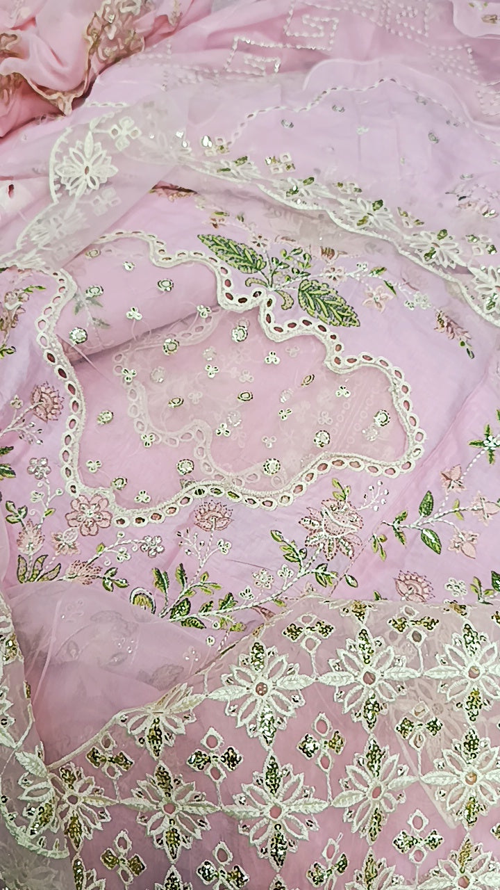 3pc dimple baby pink lawn