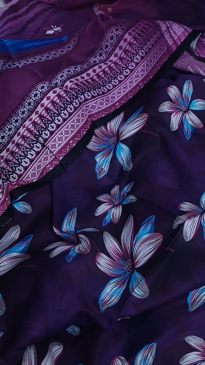 3pc Alkaram purple lawn