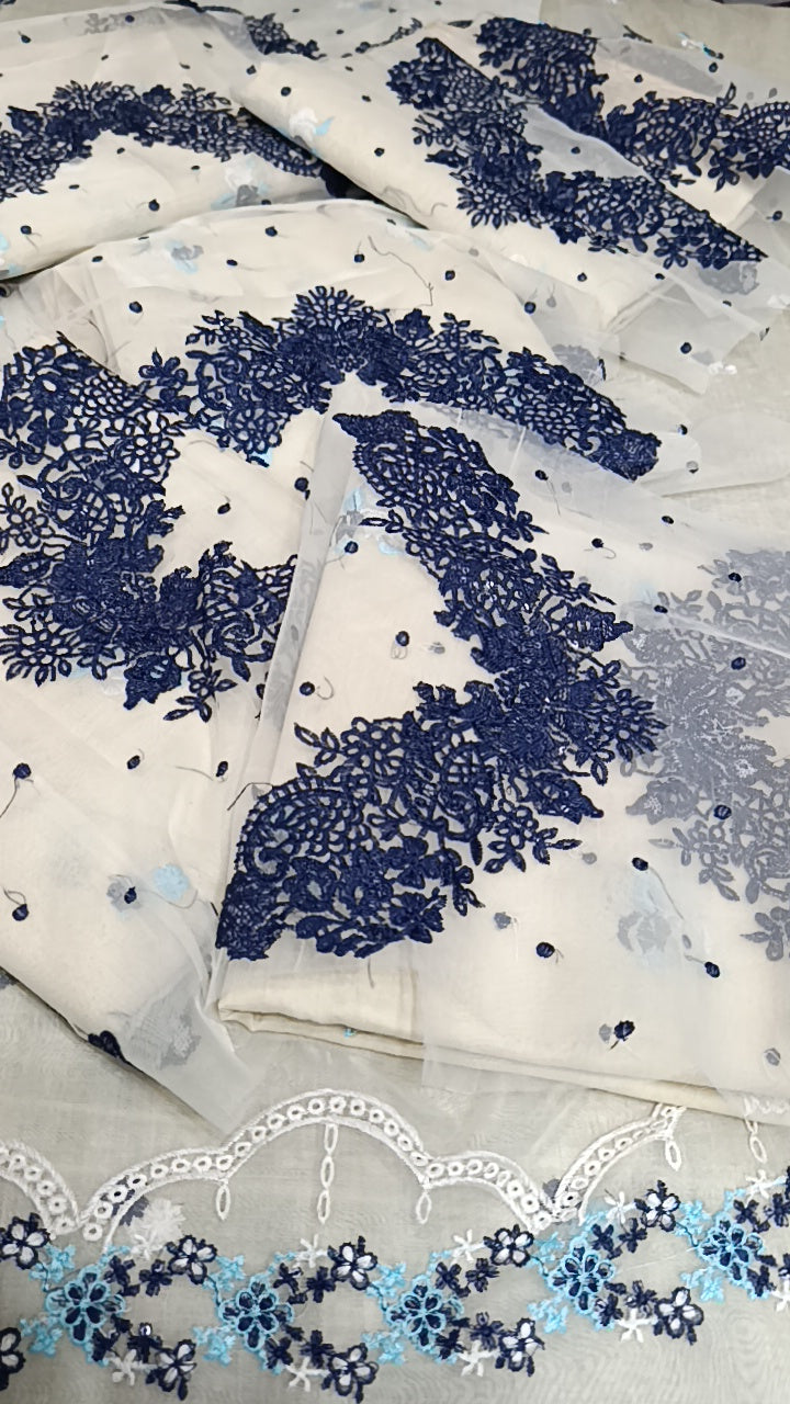 2pc Gulnaar white blue lawn