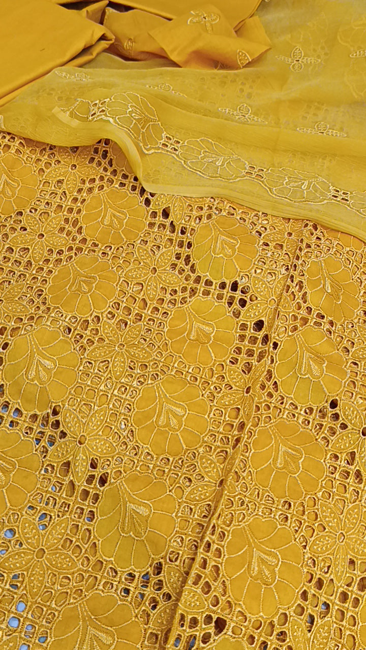 3pc mustard Pathan lawn