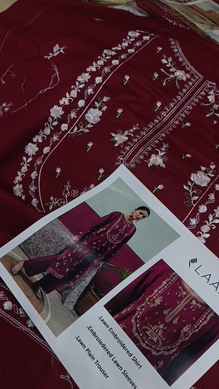 2pc laam maroon lawn