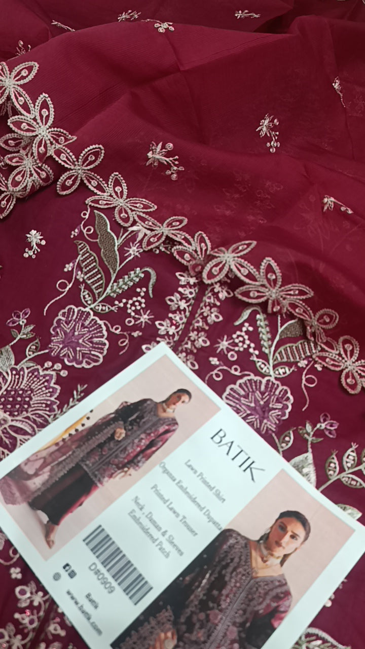 3pc batik maroon lawn